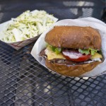 TRUE BURGER – OAKLAND, CA – USA - Tasty burger and coleslaw